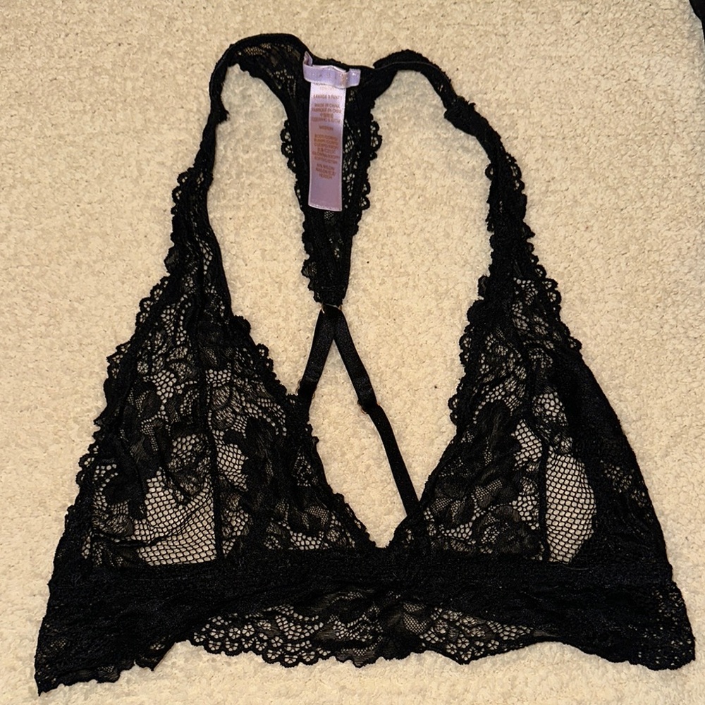 Savage X Fenty Black Lace Halter Bra